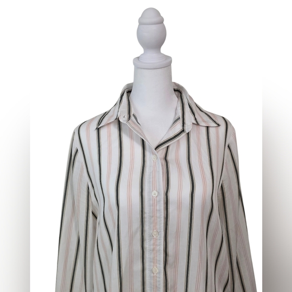 Madewell Green And Pink Striped Shirt Size 2 - Picture 5 of 7